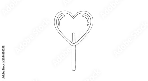 Simple Heart Shaped Lollipop Illustration.