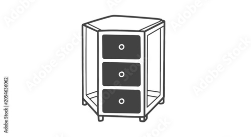 Simple Line Drawing of Storage Cabinet.