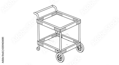 Simple Line Drawing of Serving Cart.