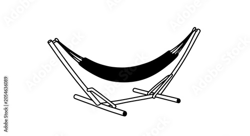 Black Hammock with Metal Frame Illustration.