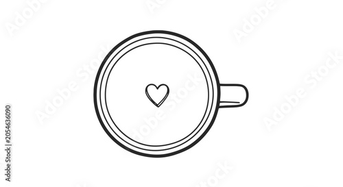 Simple Line Drawing of Coffee Cup.