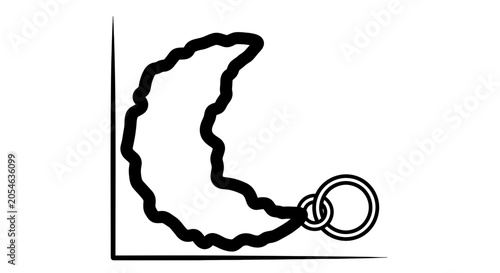 Black metal carabiner clip closeup illustration.