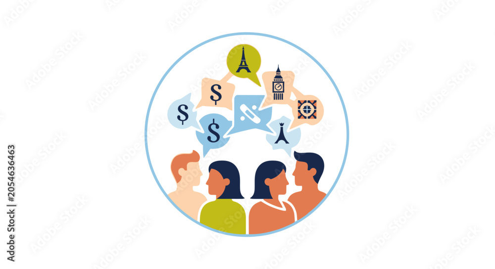 Fototapeta premium People Communicating Diverse Cultural and Financial Topics