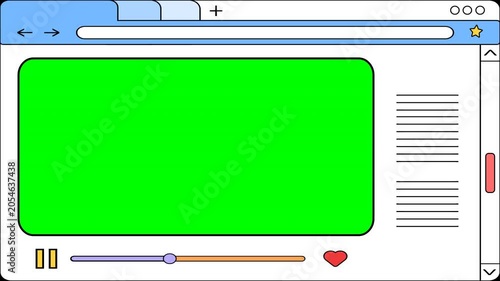 Internet Browser Web Page Video Player Template Mockup with Green Screen Chroma Key