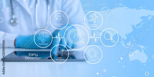 Принти на полотні Modern digital healthcare concept illustrating early disease detection through r