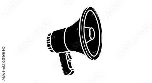 Slika na platnu Black Megaphone Icon on White Background.
