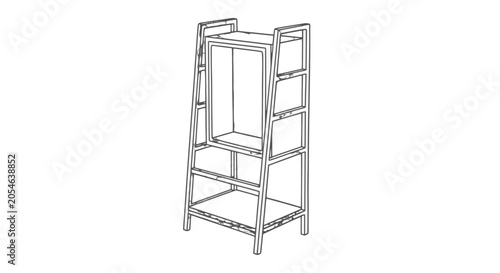 Tableau sur toile Metal bunk bed frame with ladder.