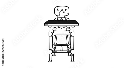 Quadro su tela Vintage Sewing Machine on Worktable.
