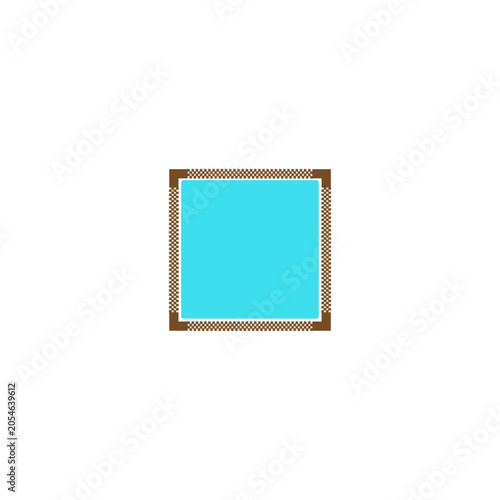 Minimalist Top View Vector Illustration of a Square Swimming Pool with Blue Water and Patterned Tile Border