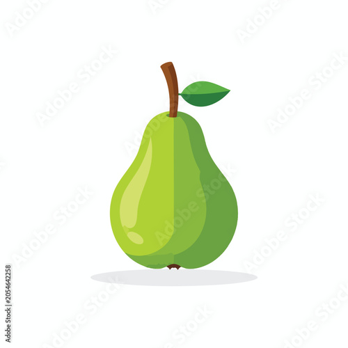 A single fresh green pear fruit isolated on white background.