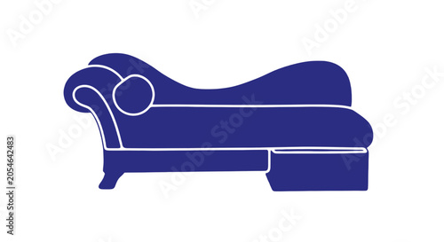 Quadro em tela Simple Blue Chaise Lounge Vector Illustration.