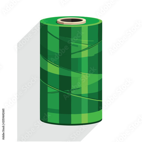 A vibrant green spool of thread for sewing and craft projects.