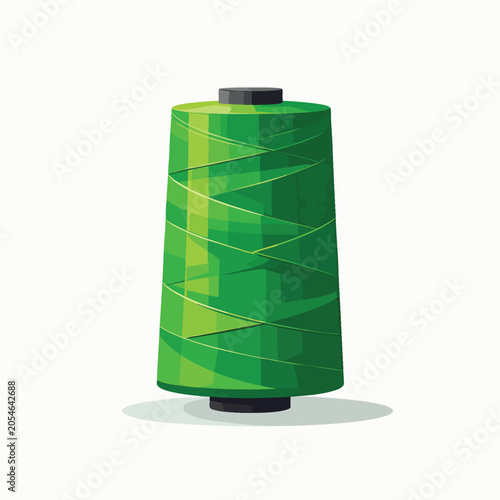 A vibrant green sewing thread spool isolated on white background.