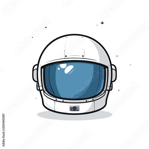 Minimalist vector illustration of an astronaut helmet with a blue visor.