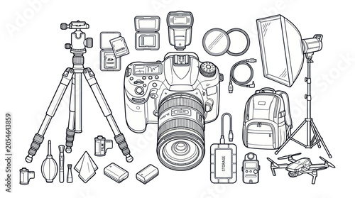 Comprehensive professional photography and videography equipment set