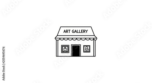 Simple Art Gallery Building Illustration.