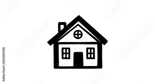 Simple Black House Icon Illustration.