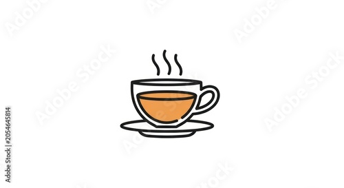 Steaming cup of hot coffee beverage.