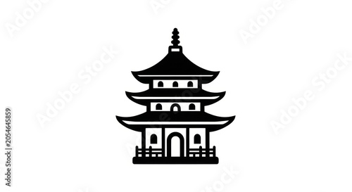 Traditional Asian Pagoda Temple Architecture Icon.