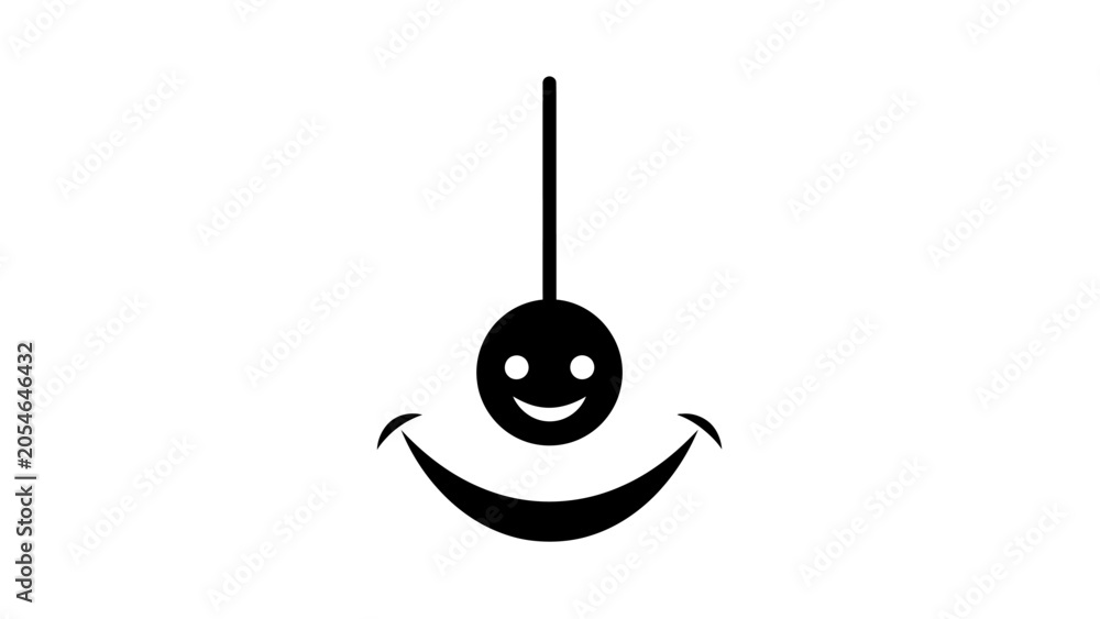 Αυτοκόλλητο A simple, stark black graphic of a hanging smiley face with a large smile below