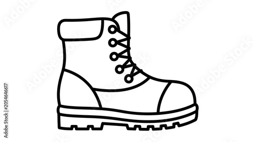 Foto A black outline drawing of a lace-up work boot with a thick sole