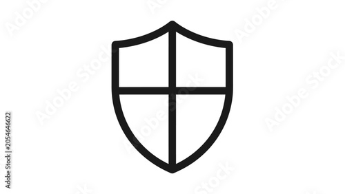 Принти на полотні A minimalist black and white shield icon, divided into four sections