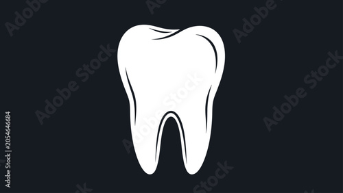 Photos A stylized white tooth graphic against a dark background