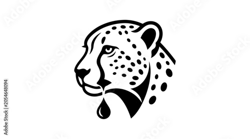 Canvas Print Cheetah Head Silhouette Logo, Fast Animal Graphic, Wild Cat Vector Art