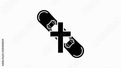 Slika na platnu Christianity and Skateboarding Concept: Cross Symbol on Skateboard