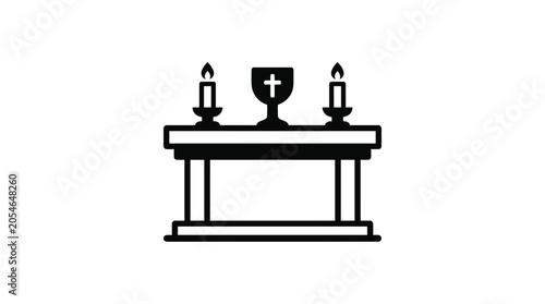 Bild auf Leinwand Christian Altar with Chalice and Candles Icon - Religious Symbol