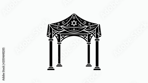 Photography Chuppah Wedding Arch with Star of David Symbol, Black Silhouette
