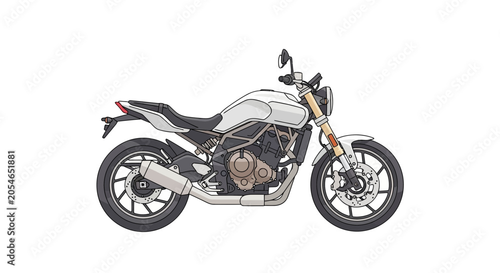Obraz premium silver motorcycle on white background