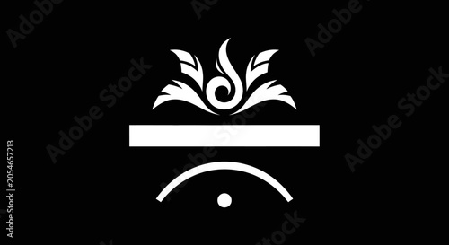 Fotografie Black and white silhouette of a stylized emblem with decorative elements