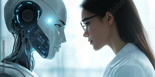Doctor Interacting with AI Surgery Planner with Clear Facial Detail for Advanced Surgical Planning and Precision Healthcare