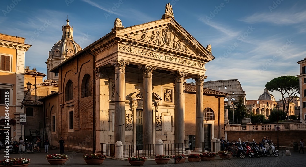 Fototapeta premium Neoclassical building with corinthian columns and pediment in urban setting