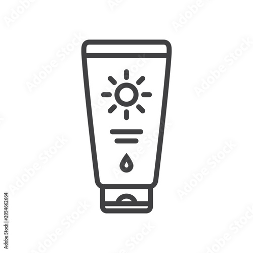 Outline sunscreen lotion tube icon isolated.