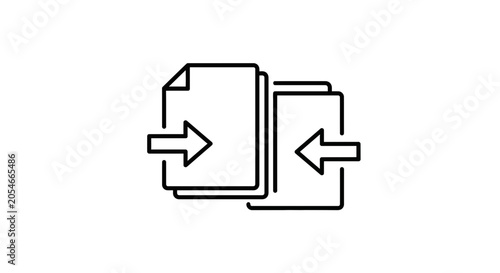 Data Transfer Icon: Two Documents with Arrows Indicating Information Exchange