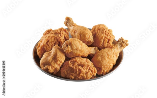 Fried chicken, isolated on white background.