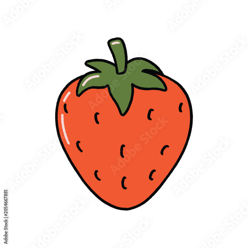 Strawberry Cartoon Fruit Illustration for Summer Food Branding and Sweet Dessert Design