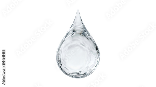 Cuadro en lienzo Single clear liquid water drop falling down with soft natural reflection isolated on transparent canvas