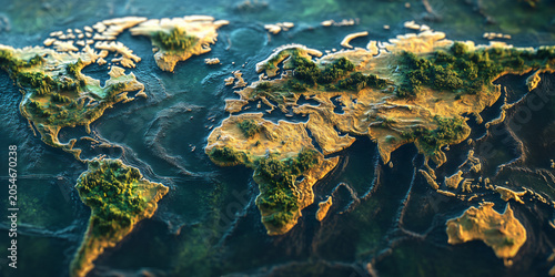 Digital World Map with Global Wealth Indicators for Economic Analysis and International Financial Data Visualization