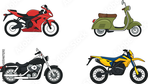 Foto Motorcycle vector collection featuring sport bike vintage scooter classic choppe