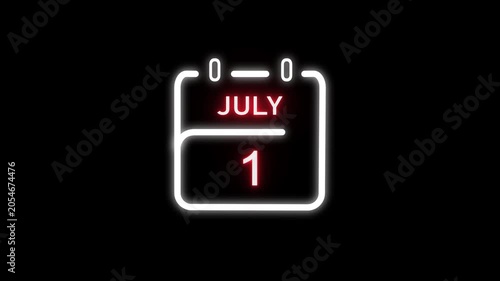 July calendar icon. 1 July calendar date animation. Countdown calendar concept. and stunning 4k animation.