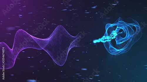 Abstract digital waves flowing through a dark particle space field