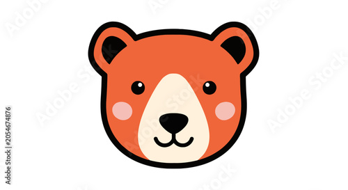 Photos Cute orange bear cub head with rosy cheeks mascot