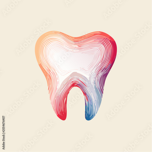 Abstract Tooth Illustration with Colorful Swirls