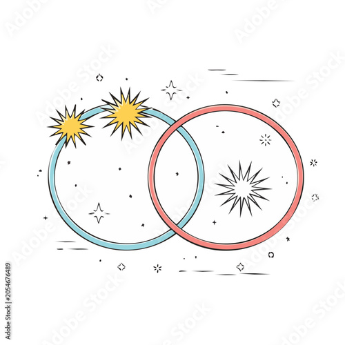 Cartoon intertwined rings vector illustration