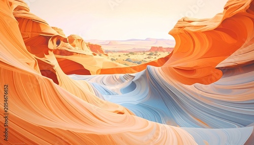 Wavy red sandstone rock formations in a scenic desert with sandstone landscape formation textures patterns wilderness environment sculpted sedimentary geological