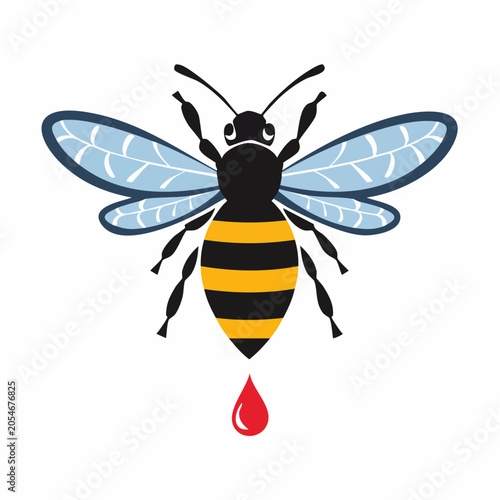 Stylized Bee with a Drop of Blood