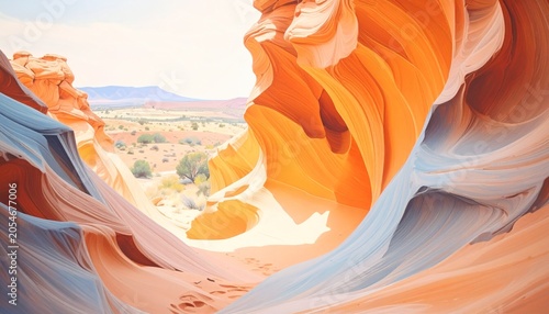 Majestic red sandstone rock canyon with flowing curves sandstone landscape formation textures patterns wilderness environment sculpted sedimentary geological